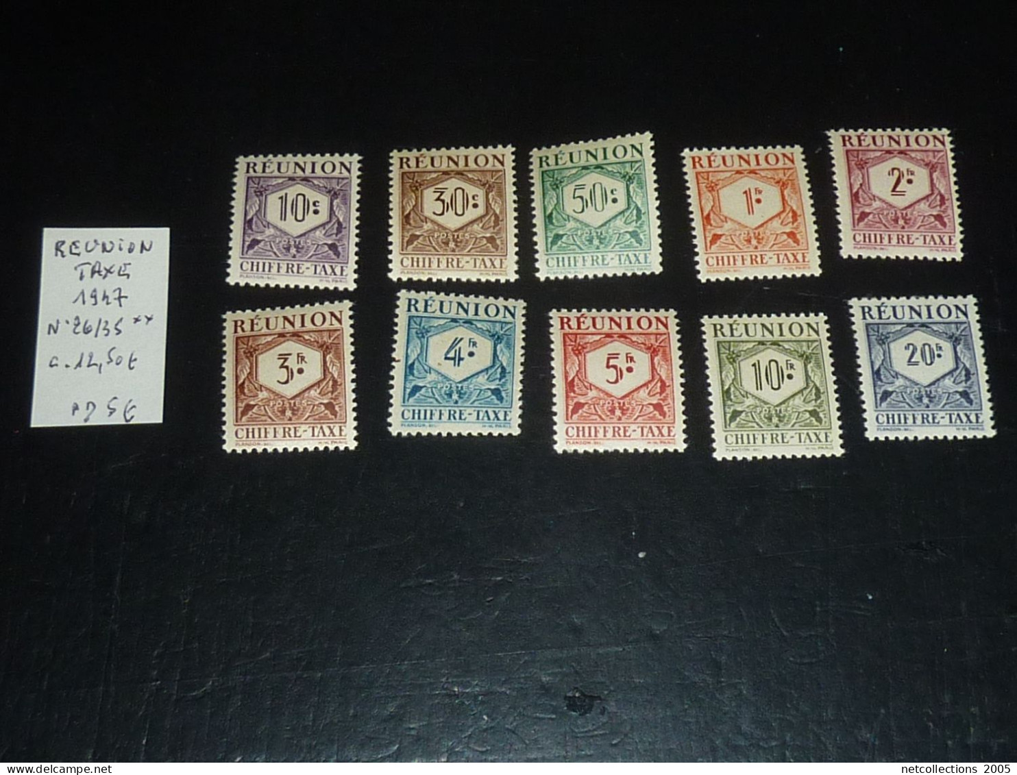 REUNION TIMBRES TAXE 1947 N°26/35 - NEUF SANS CHARNIERE (CV) - Timbres-taxe