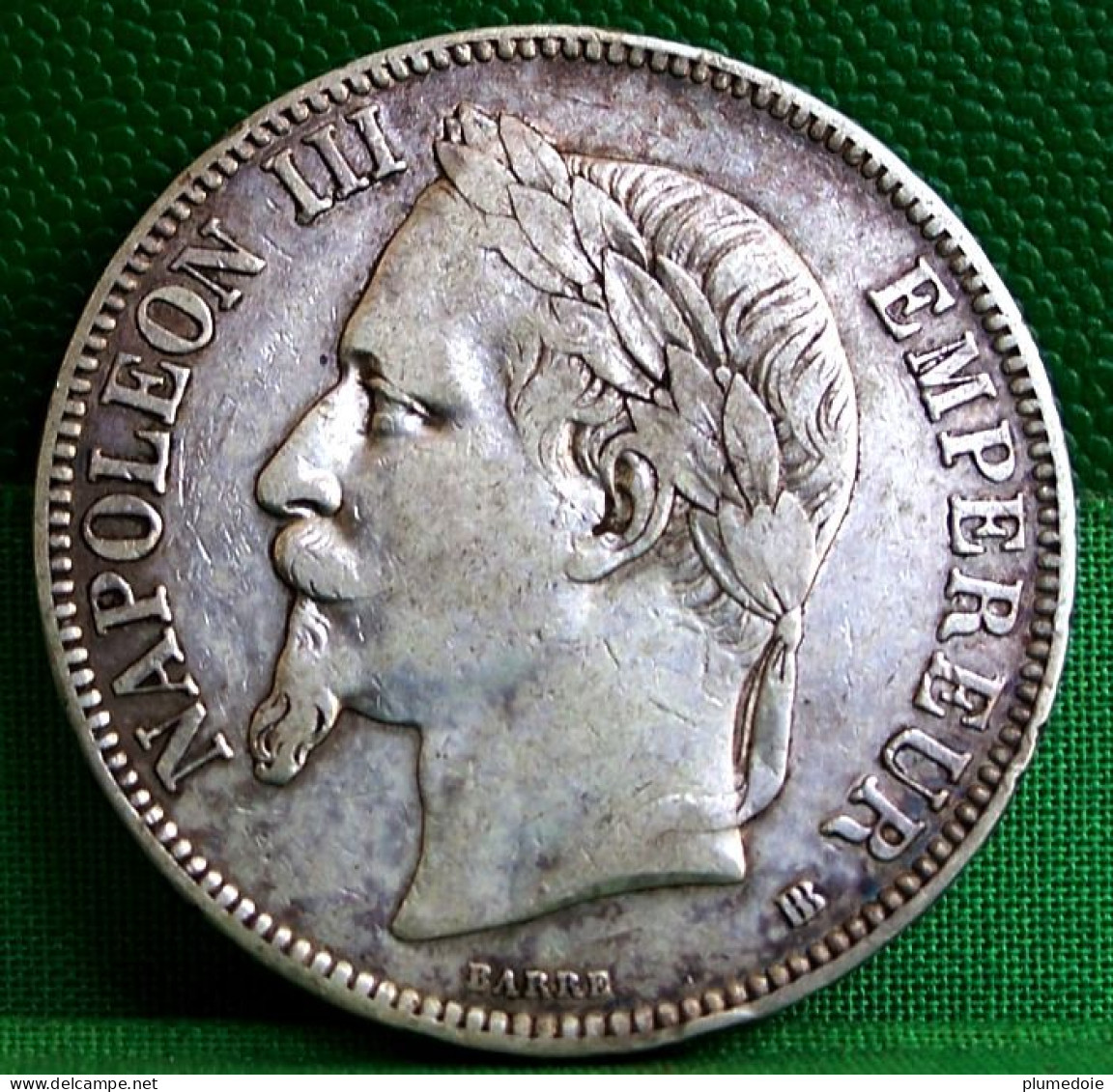 MONNAIE NAPOLEON III, 5 FRANCS 1867 BB STRASBOURG  , Tête Laurée Argent   Old Silver FRANCE COIN - 5 Francs