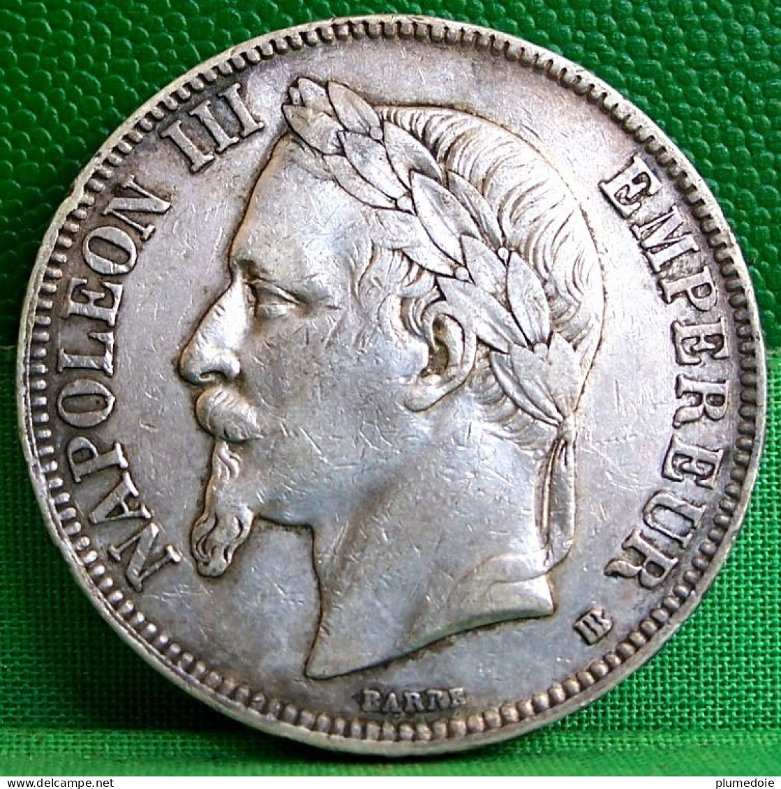 MONNAIE NAPOLEON III, 5 FRANCS 1868 BB STRASBOURG  , Tête Laurée Argent   Old Silver FRANCE COIN - 5 Francs