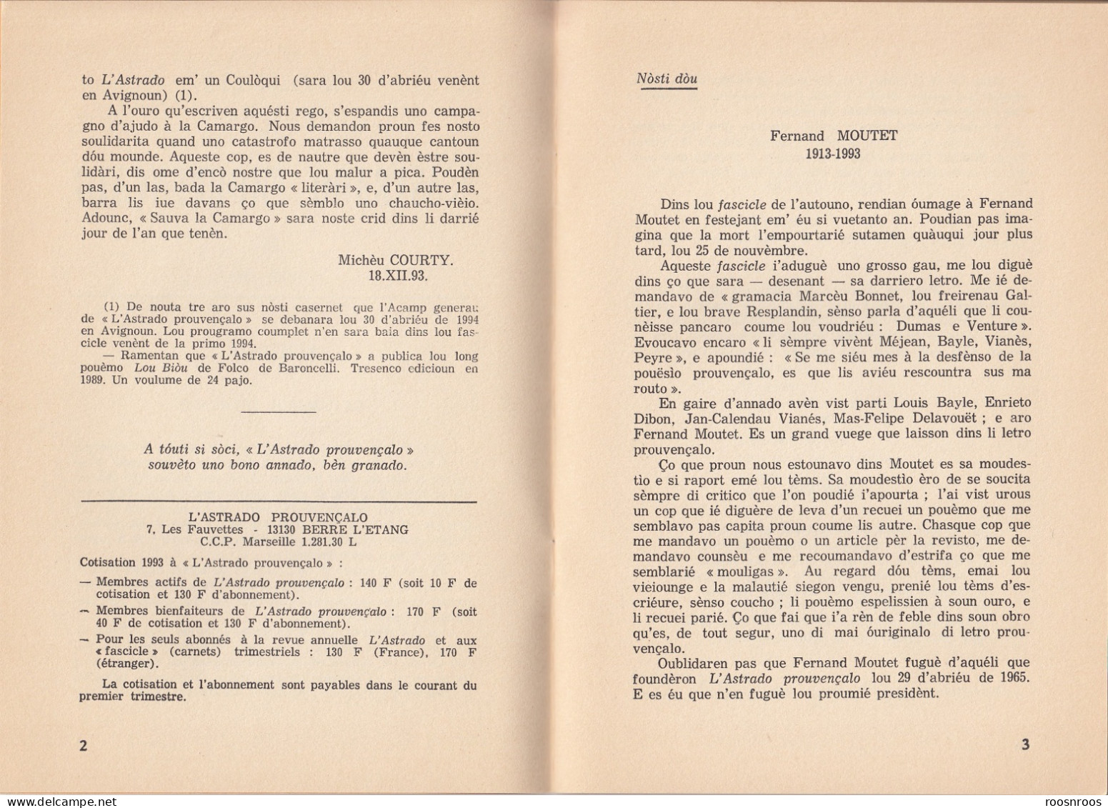 LES CARNETS DE L'ASTRADO PROUVENCALO - HIVER 1993 - EN PROVENCAL POUR PARTIE ! - ASSOCIATION CULTURELLE DE BERRE L'ETANG - Provence - Alpes-du-Sud