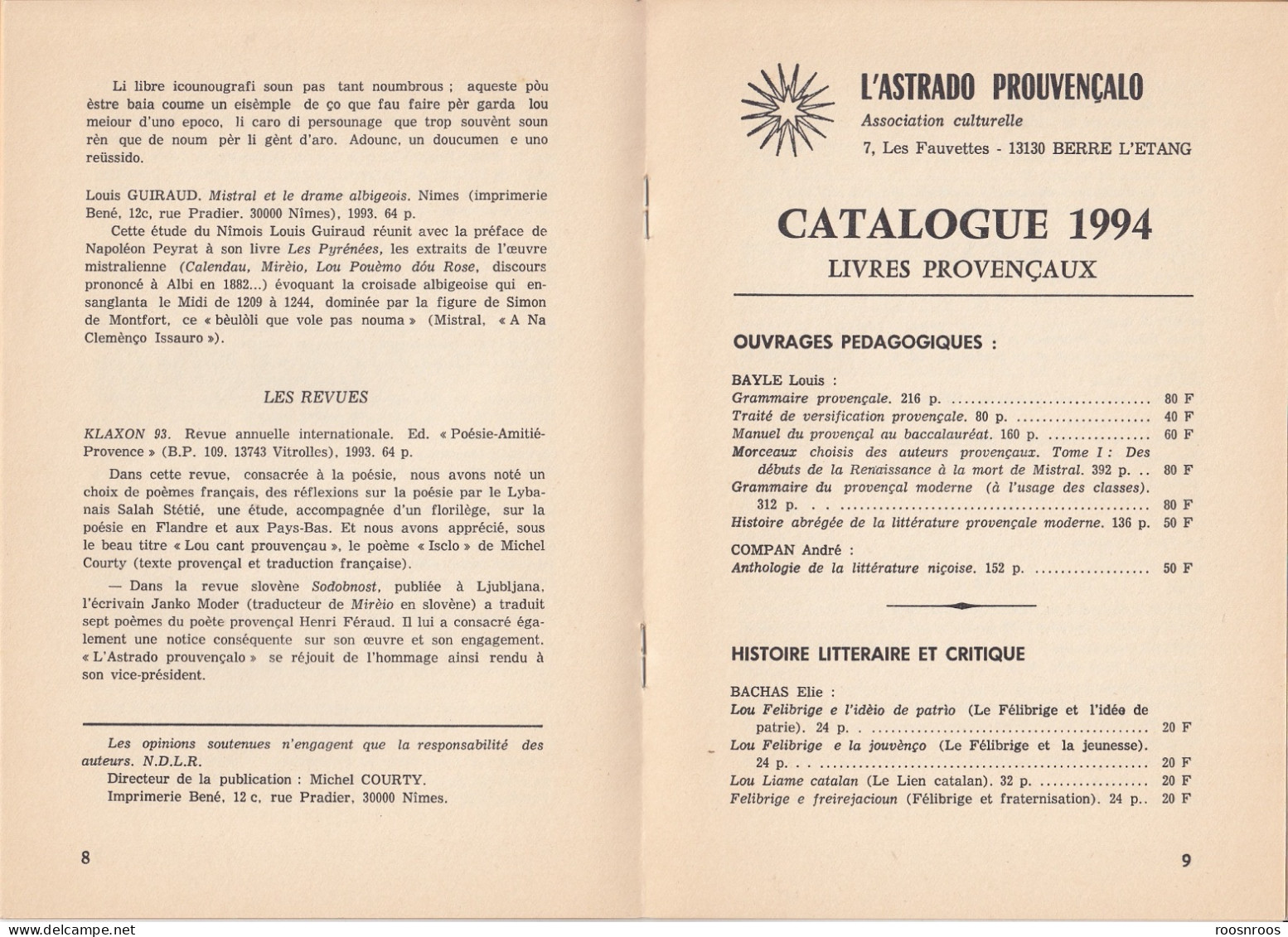 LES CARNETS DE L'ASTRADO PROUVENCALO - HIVER 1993 - EN PROVENCAL POUR PARTIE ! - ASSOCIATION CULTURELLE DE BERRE L'ETANG - Provence - Alpes-du-Sud
