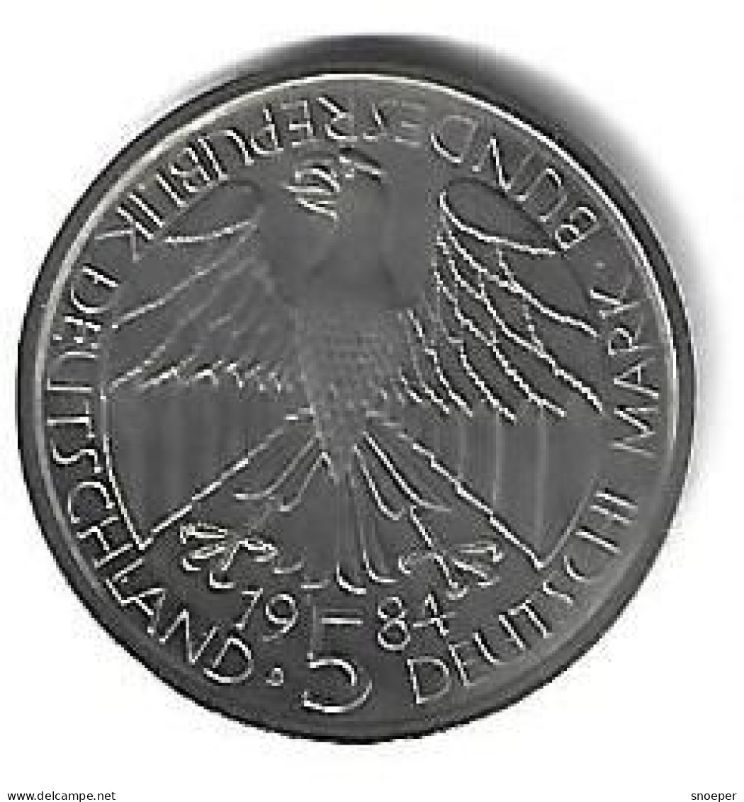 Germany  5  Mark 1984 D  Km 160   Unc - 5 Mark