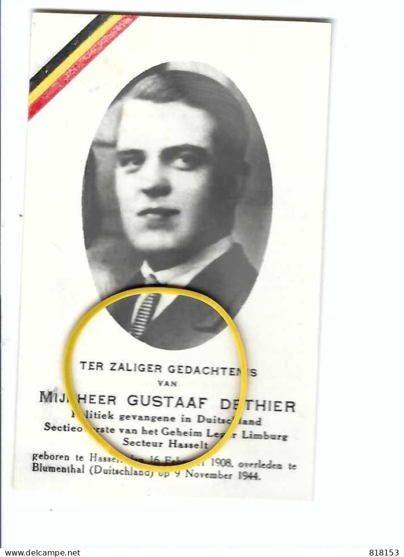 DP GUSTAAF DETHIER Politiek Gevangene In Duitsland Sectie Overste G L L Geb. Hasselt 1908 Gestorv. Blumenthal Duitsl1944 - Religion & Esotérisme