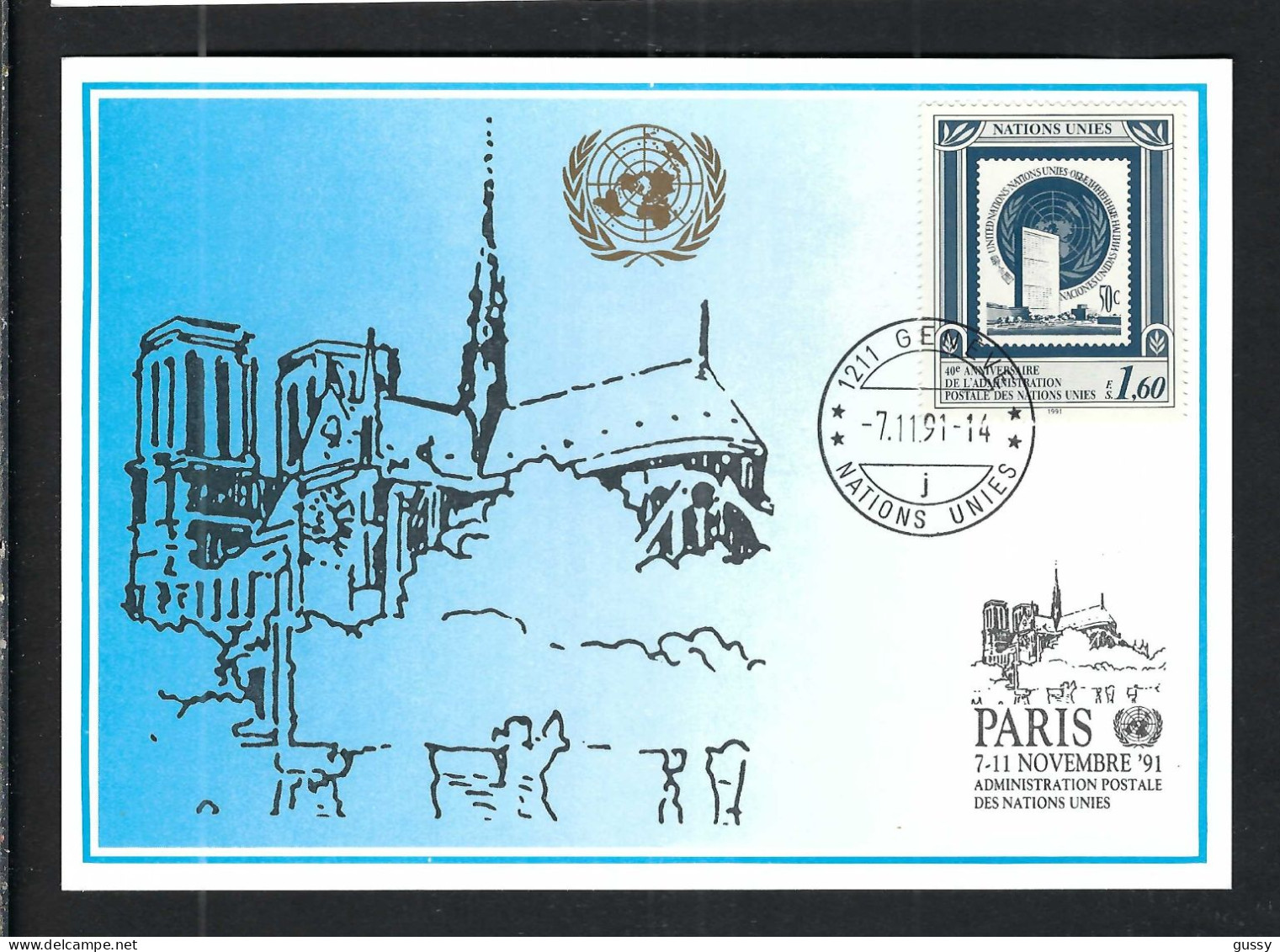 NATIONS UNIES GENEVE Ca.1991: Encart Philatélique - Lettres & Documents