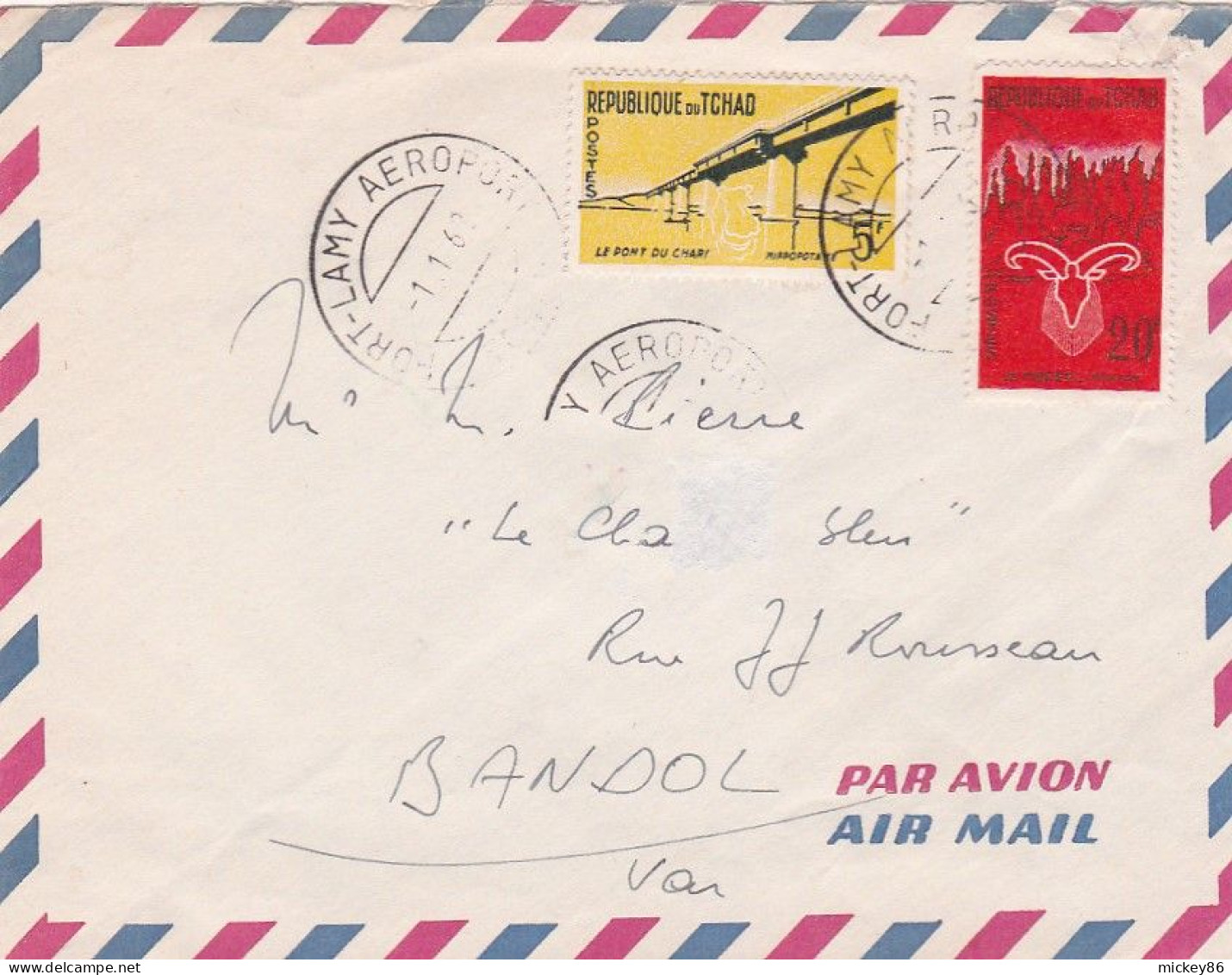 Tchad--1962-- Lettre De FORT-LAMY AEROPORT....timbres....cachet - Tchad (1960-...)