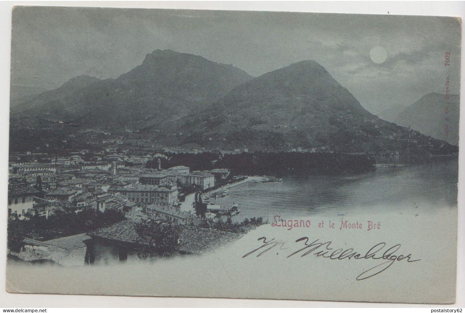 Lugano - Le Monte Brè - Cartolina Viaggiata 1898 - Meer Van Lugano