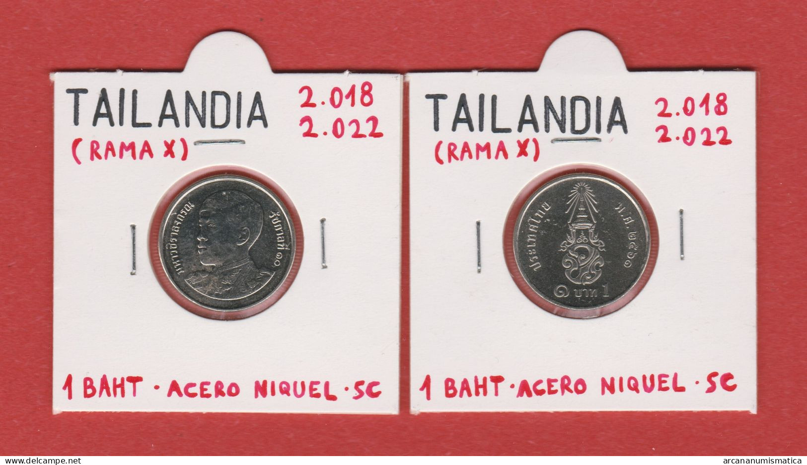 TAILANDIA  1 BAHT  2.018-2.022 ACERO-NIQUEL  RAMA X  SC/UNC   T-DL-13.572 - Thaïlande