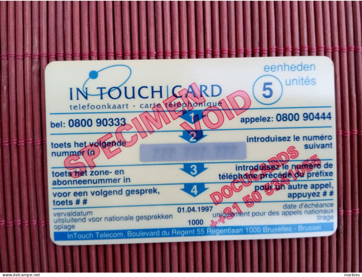 INTOUCH VOID CARD MINT 2 PHOTOS VERY Rare - Carte GSM, Ricarica & Prepagata
