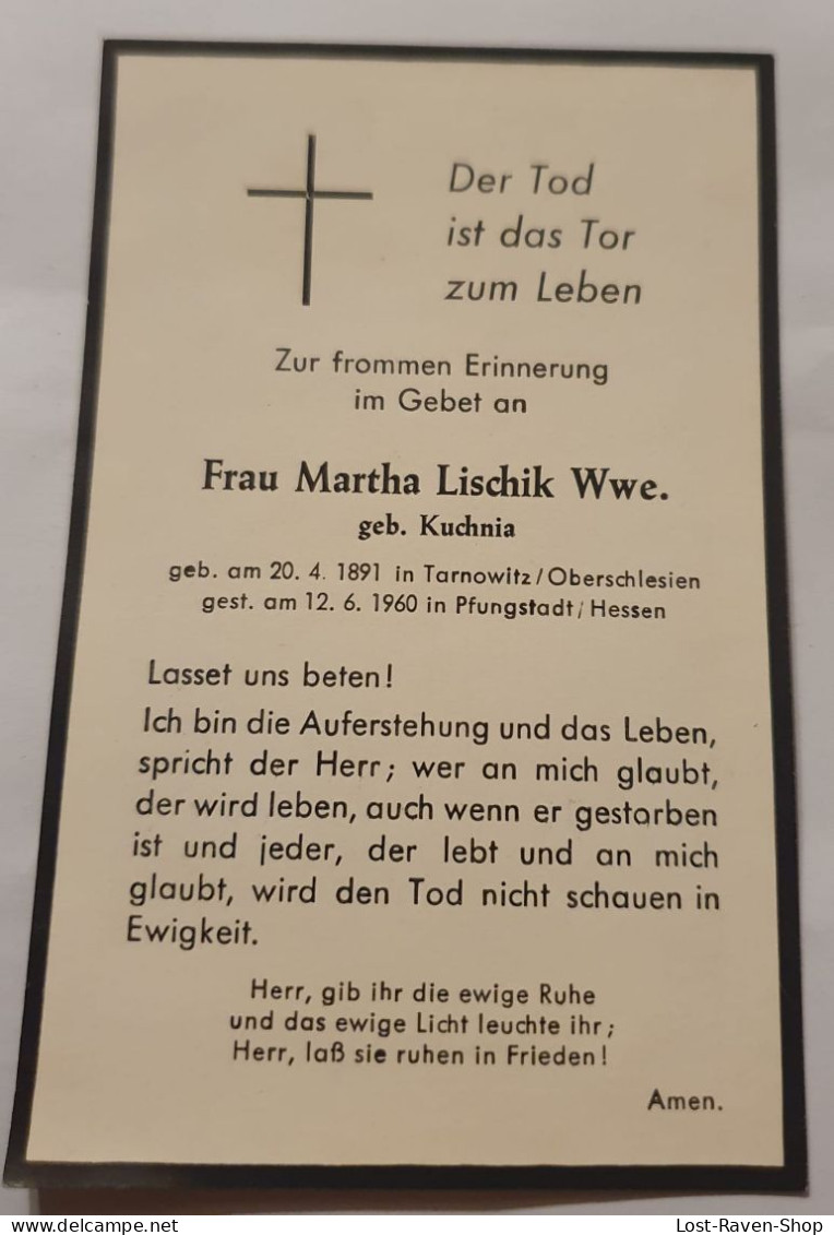 Sterbekarte - 1960 - Pfungstadt/Hessen - Religion & Esotérisme