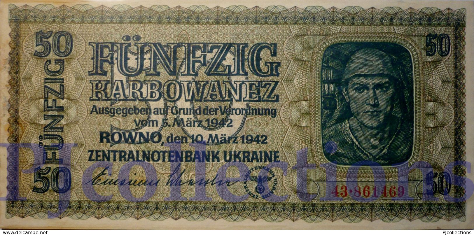 UKRAINE 50 KARBOWANEZ 1942 PICK 54 AUNC RARE - Ukraine