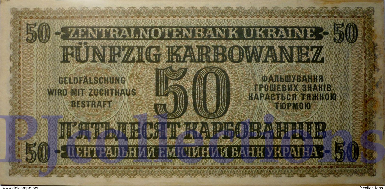 UKRAINE 50 KARBOWANEZ 1942 PICK 54 AUNC RARE - Oekraïne