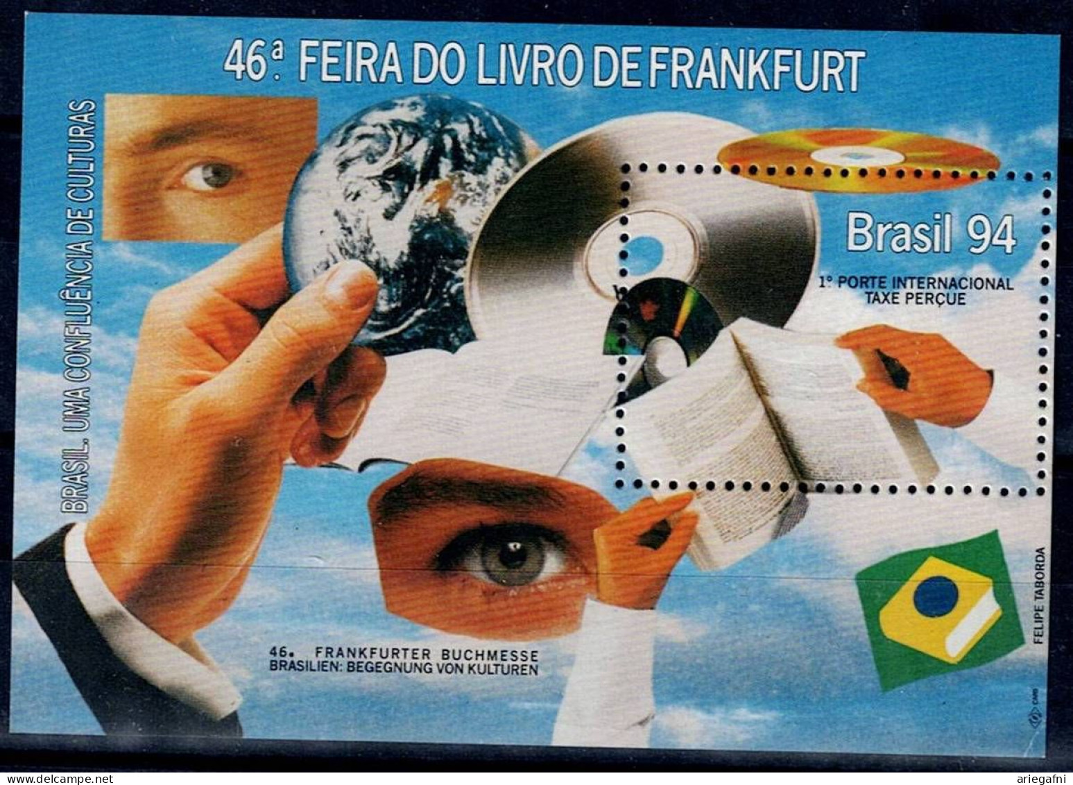 BRAZIL 1994 46TH FRANKFURT BOOK FAIR FOCUSING ON BRAZIL MI No BLOCK 94 MNH VF!! - Blocks & Sheetlets