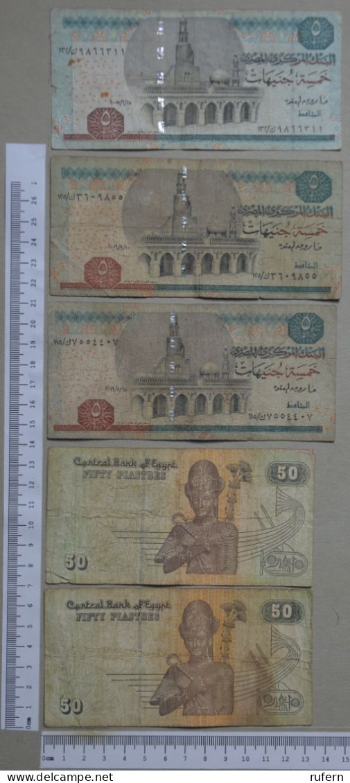 EGIPT  - LOT - 5 BANKNOTES - 2 SCANS  - (Nº57847) - Egypt