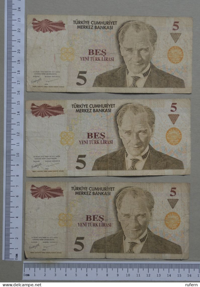 TURKEY  - LOT - 3 BANKNOTES - 2 SCANS  - (Nº57848) - Turquie