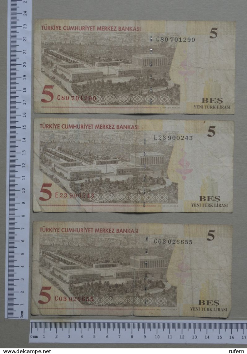 TURKEY  - LOT - 3 BANKNOTES - 2 SCANS  - (Nº57848) - Turquie