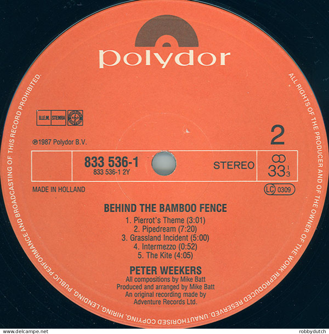 * LP * PETER WEEKERS - BEHIND THE BAMBOO FENCE (Europe 1987 EX) - Country En Folk