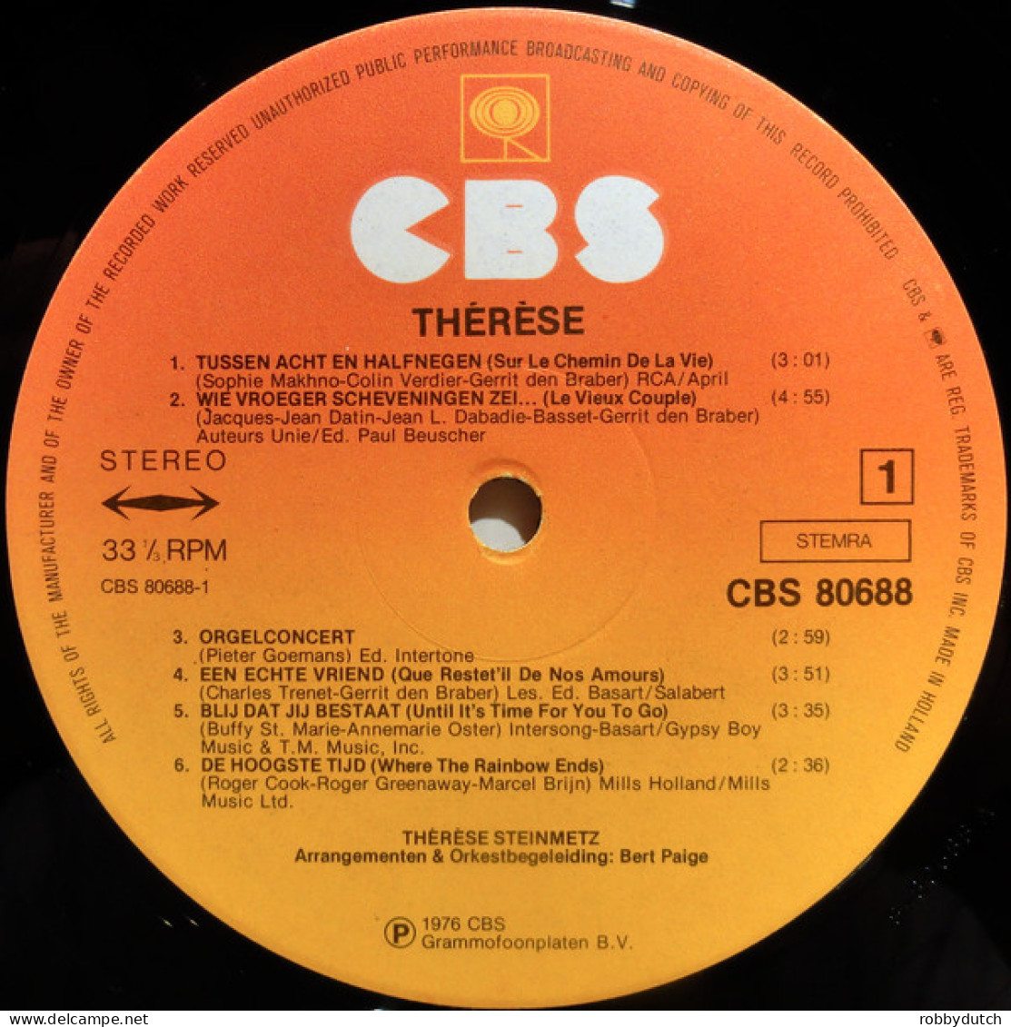* LP *  THERÈSE STEINMETZ - THÉRÈSE (Holland 1976 EX) - Autres - Musique Néerlandaise