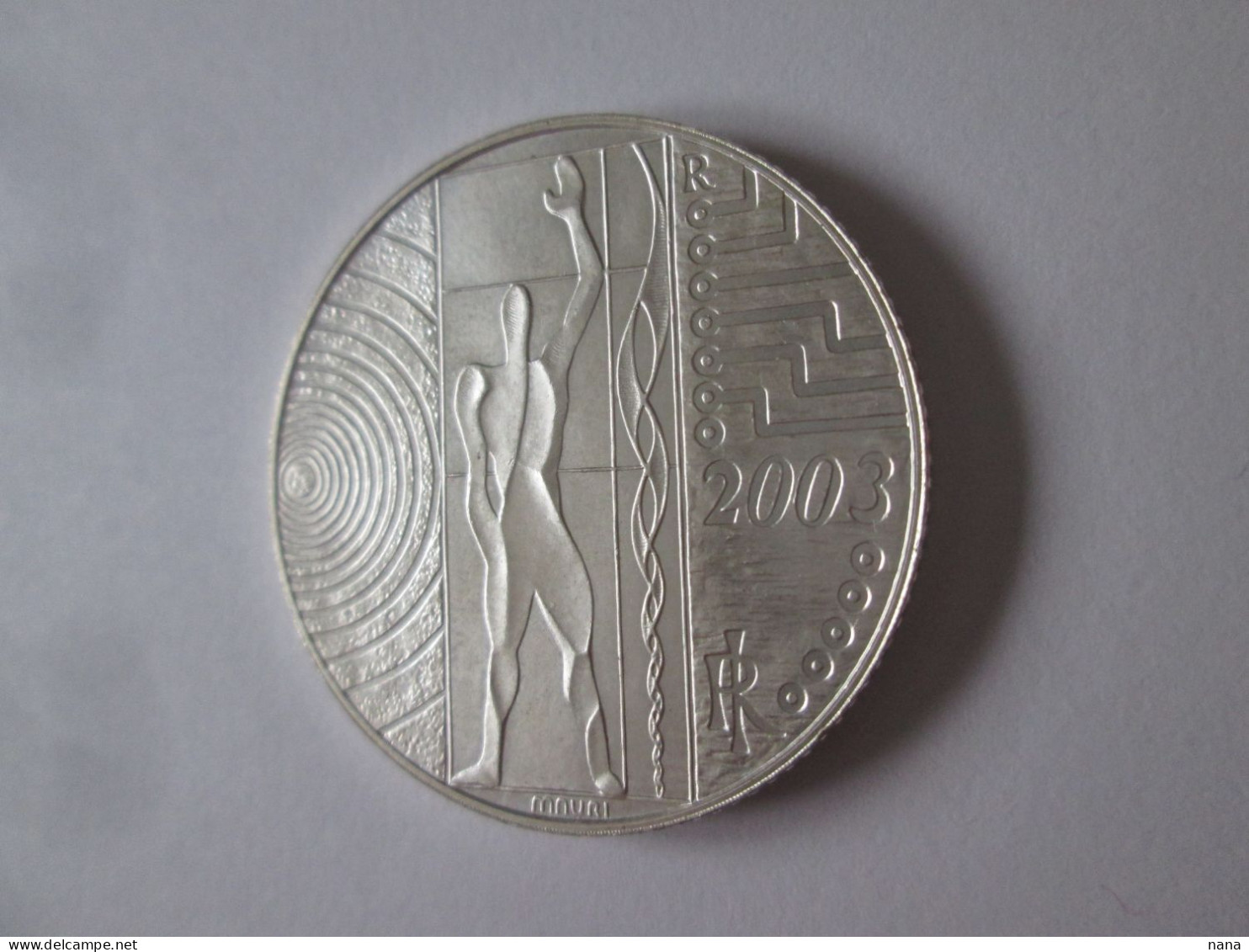 Italy 5 Euro 2003 UNC Silver/Argent.925 Coin:Work In Europe,diameter=32 Mm,weight=18 Grams - Herdenking