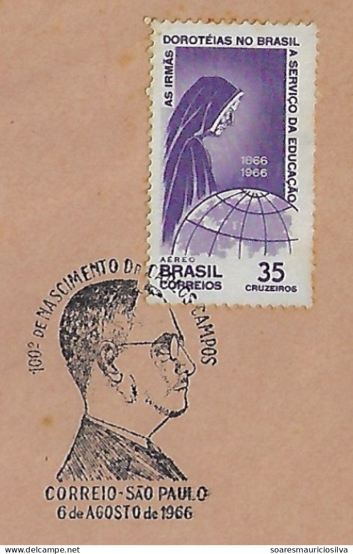 Brazil 1966 Cover Commemorative Cancel Centenary Of The Birth Of Carlos De Campos Former Governor Of São Paulo Glasses - Brieven En Documenten