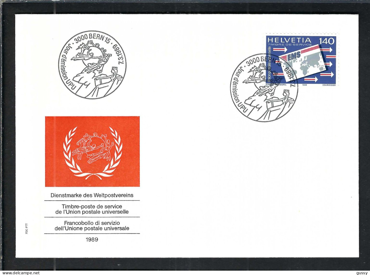 SUISSE UPU 1989: FDC De Berne - UPU (Union Postale Universelle)
