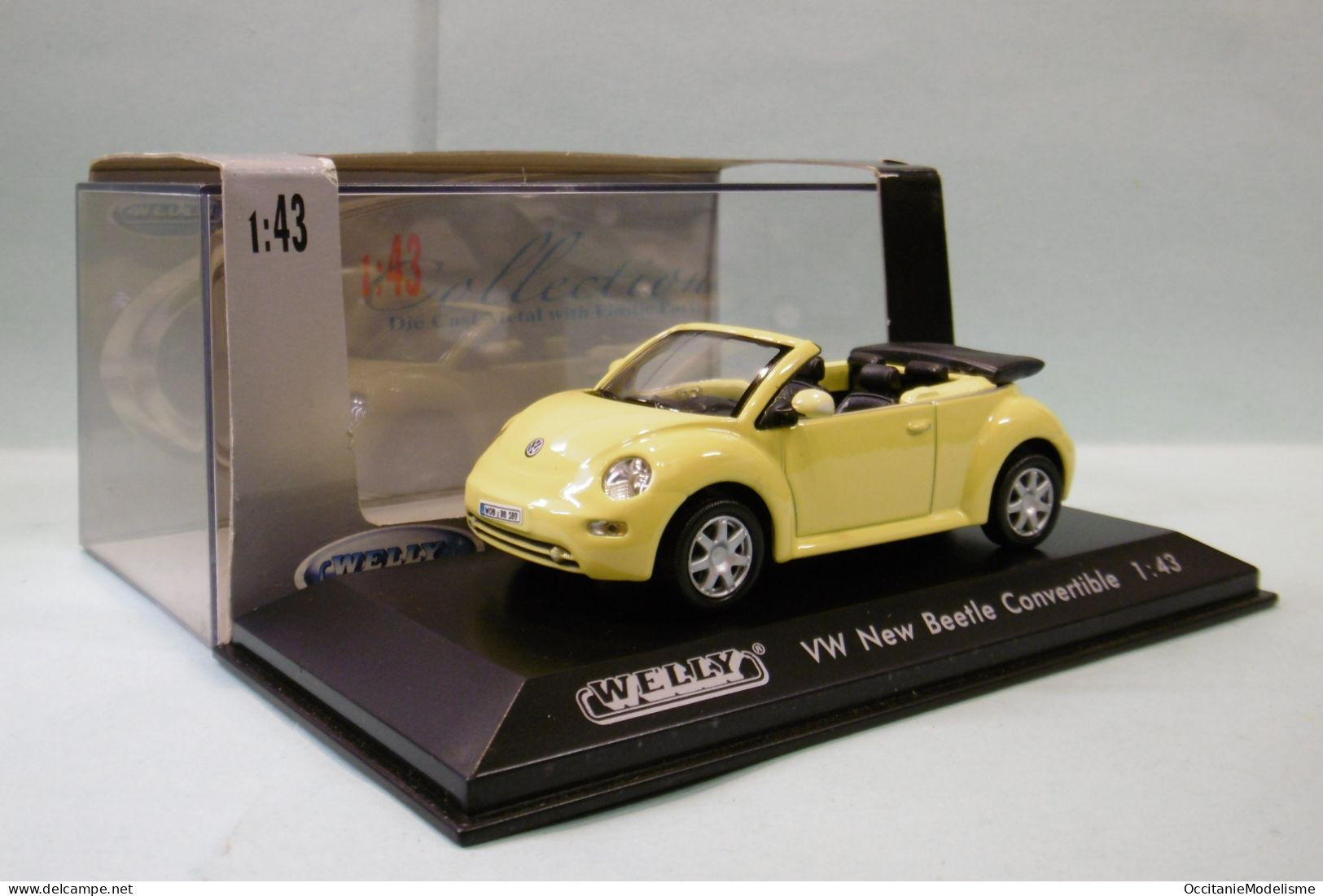 Welly - VW VOLKSWAGEN New Beetle Cabriolet Jaune Réf. 43009SW BO 1/43 - Welly