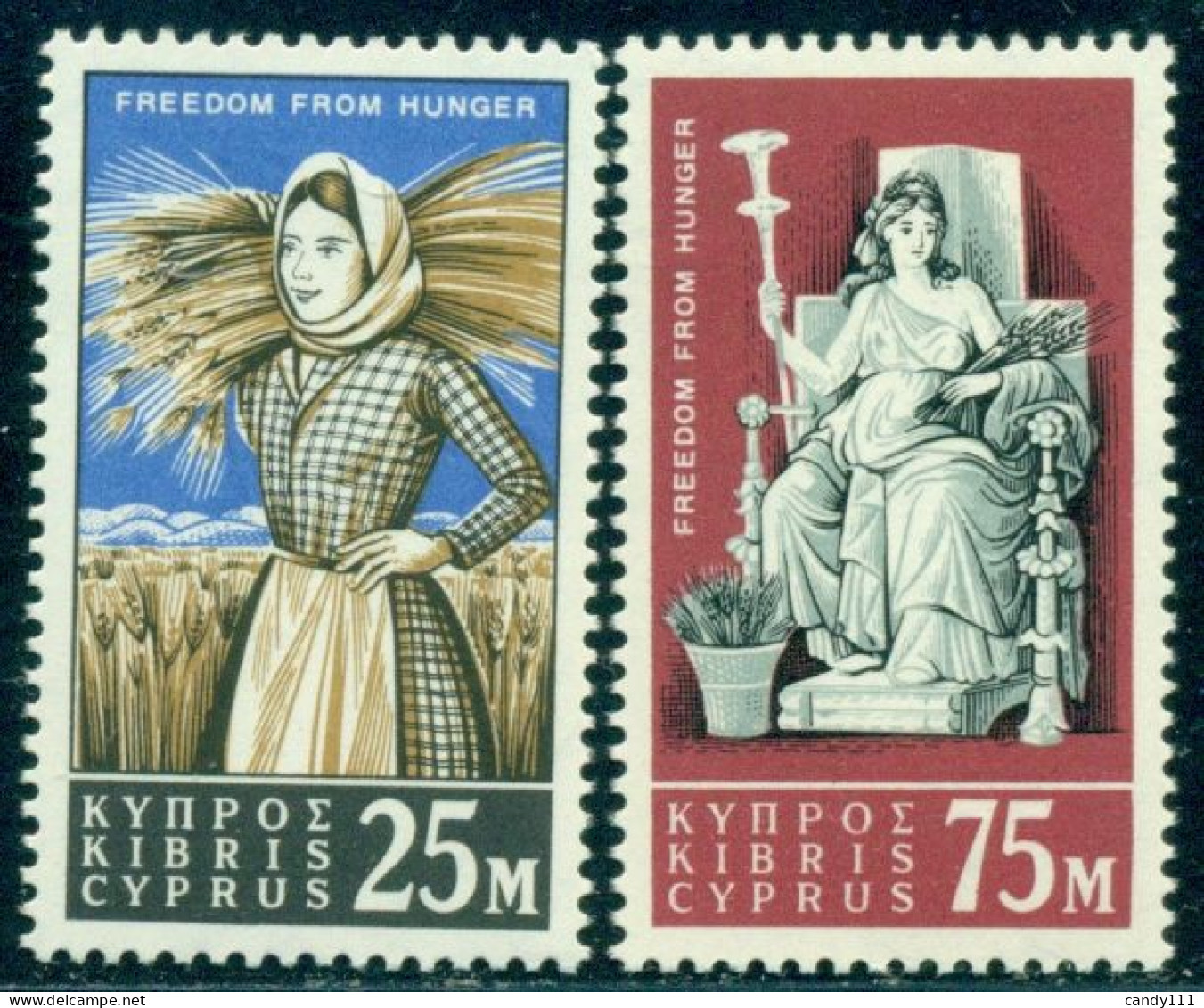 1963 Fight Against Hunger,Demeter,goddess Of Agriculture,wheat,Cyprus,Mi.218,MNH - Natur