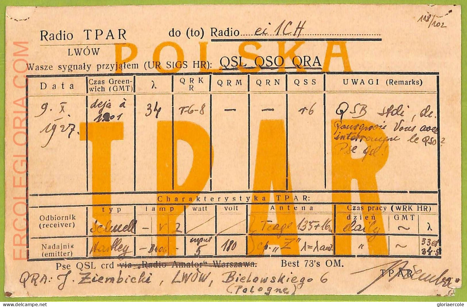 Ae8659 - RADIO CARD - UKRAINE - LWOW - 1927 - Radio