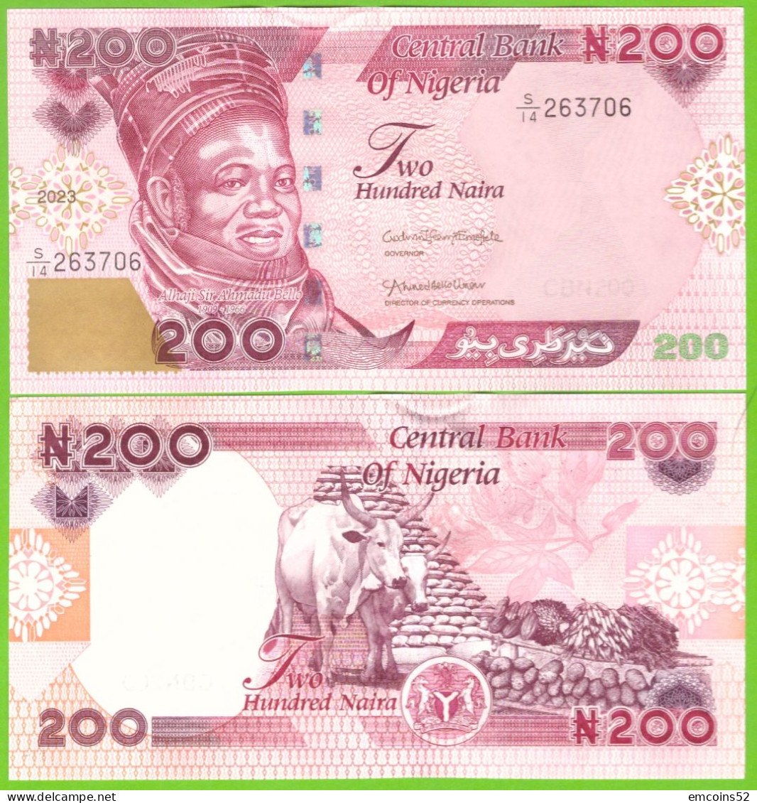 NIGERIA 200 NAIRA 2023 P-W47  UNC  S/14 - Nigeria