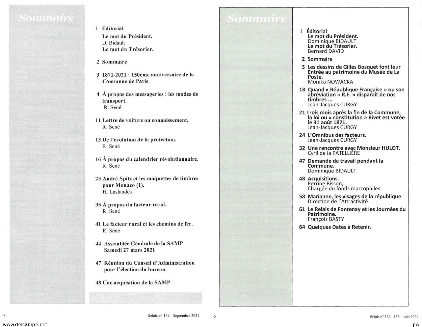 REVUE RELAIS N° 149 Et 152-153 De 2021-2023 - Frans (vanaf 1941)