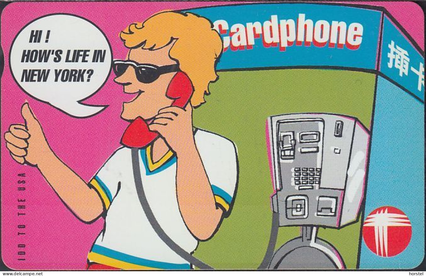 Hongkong - HKT-029  Calling To... USA - Comic: Boy On Phone - 100HK$ - Hongkong