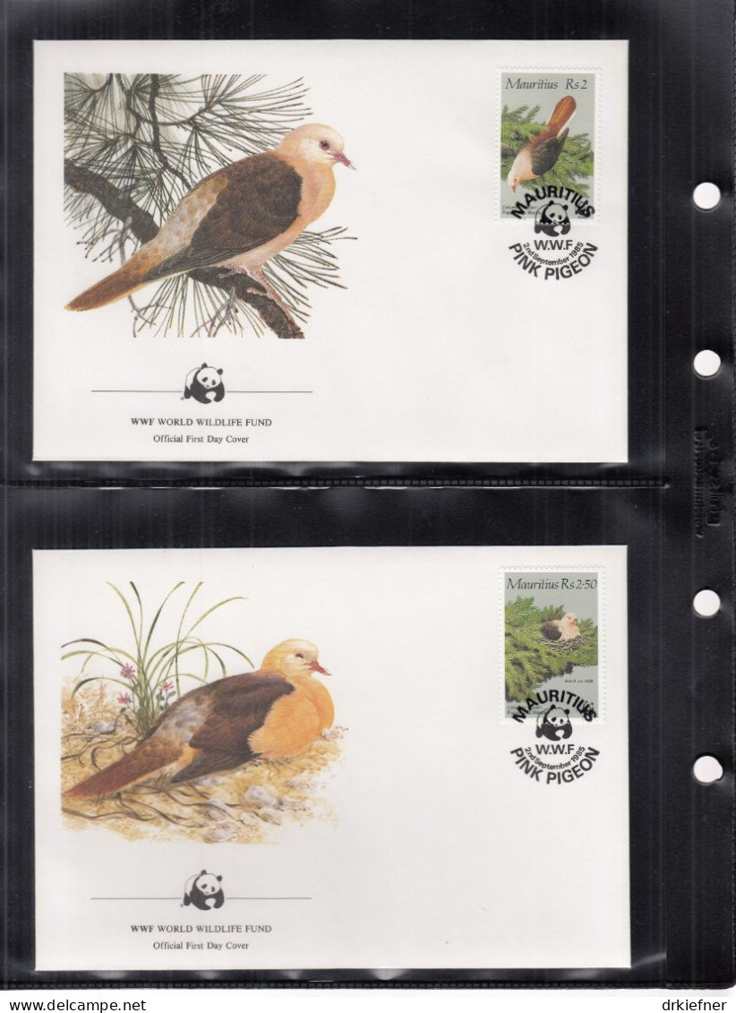 MAURITIUS  609-612, 4 FDC, WWF, Weltweiter Naturschutz: Rosentaube, 1985 - Maurice (1968-...)