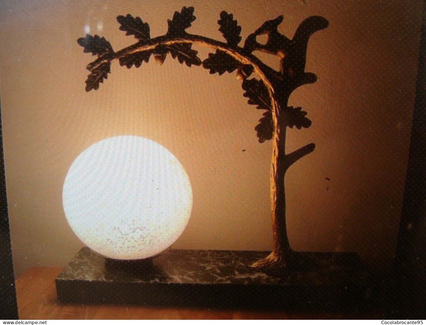 Lampe Art Déco En  Bronze Et Marbre / écureuil - Art Nouveau / Art Déco