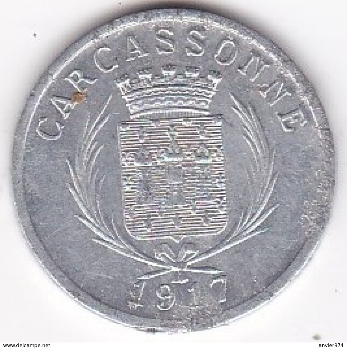 11. Aude. Carcassonne. Union Des Commercants 5 Centimes 1917. En Aluminium - Monétaires / De Nécessité