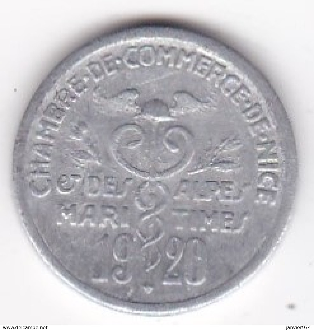 06 Alpes Maritimes Chambre De Commerce De Nice 5 Centimes 1920, En Aluminium - Notgeld