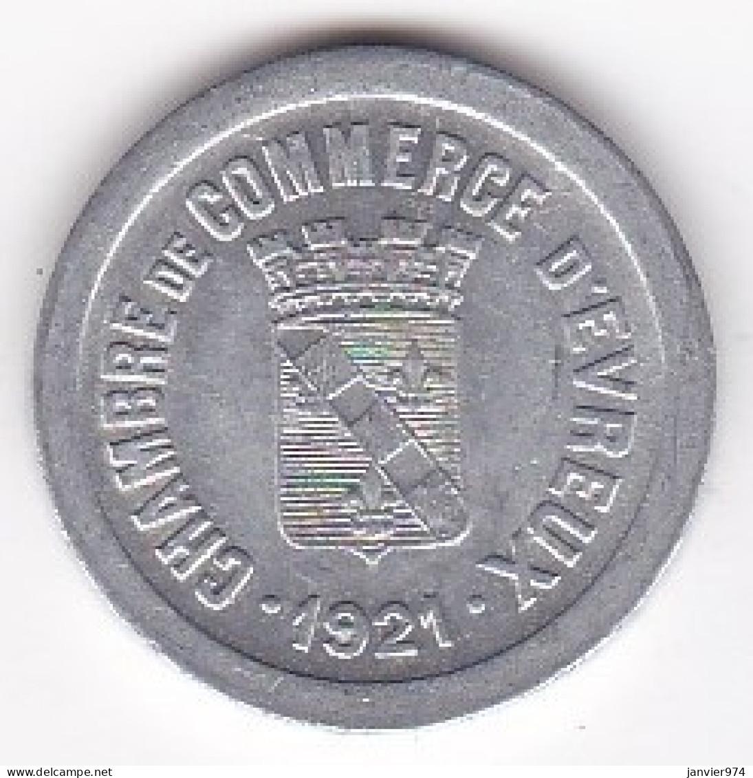 27. Eure. Evreux. Chambre De Commerce. 5 Centimes 1921, En Aluminium - Noodgeld