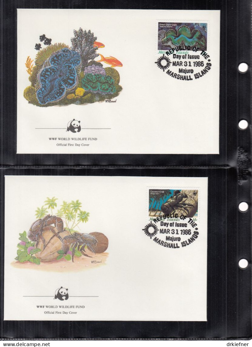 MARSHALLINSELN  73-76, 4 FDC, WWF, Weltweiter Naturschutz: Meereschnecken Und -muscheln, 1986 - Marshallinseln