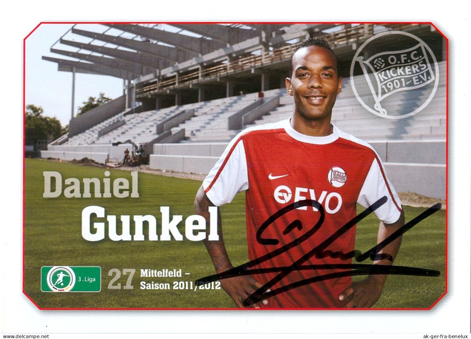 AK Daniel Gunkel Offenbacher Kickers 11-12 Offenbach Am Main Energie Cottbus FSV Mainz 05 Preußen Münster Dresdner SC - Handtekening