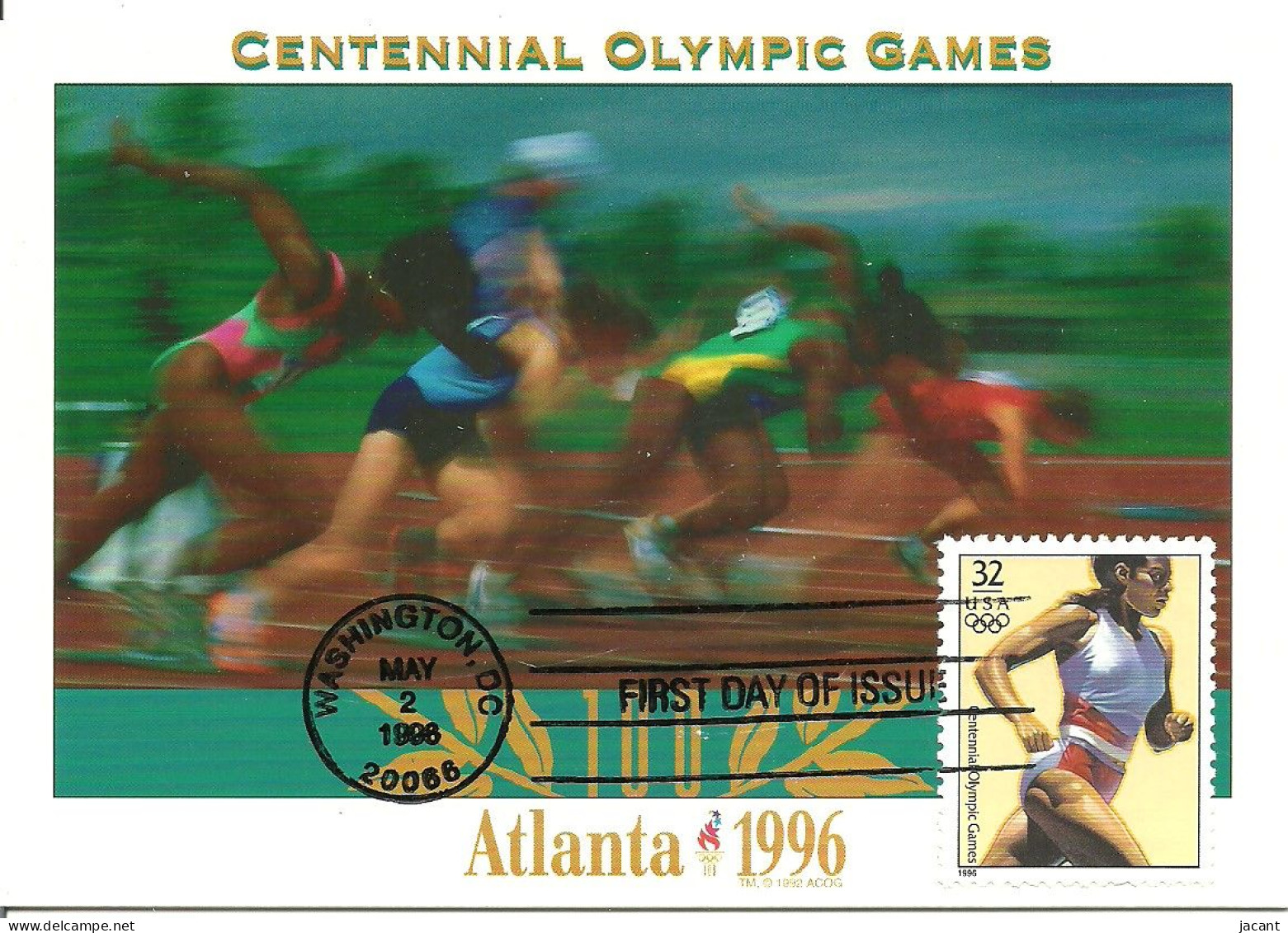 Carte Maximum - USA - Etats Unis - Centennial Olympic Games Atlanta 1996 - Athletisme - Athletics - Course Vitesse - Maximumkarten (MC)