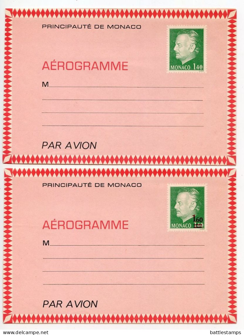 Monaco 1970's 4 Different Mint Aeogrammes - Prince Rainier III, Royal Place & International Year Of The Child - Interi Postali