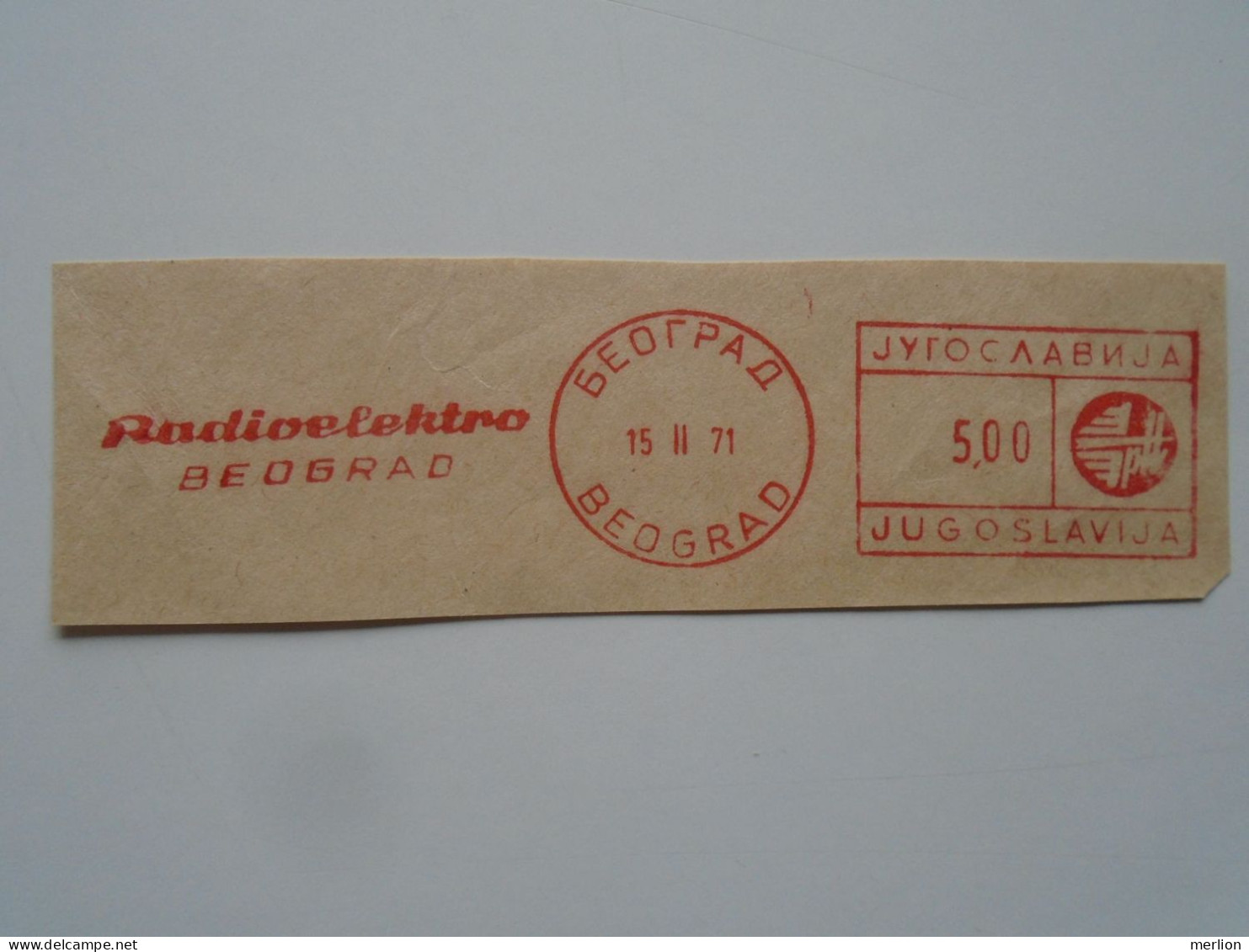 D200308  Red Meter Stamp - EMA - Freistempel  -Yugoslavia Beograd   -Electricity,  Electro -1971   Radio Elektro - Elektriciteit