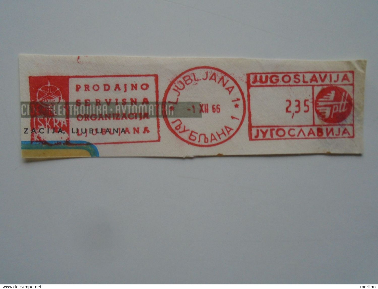 D200311 Red Meter Stamp - EMA - Freistempel  -Yugoslavia Slovenia Ljubljana  -Electricity,  Electro -1966 ISKRA - Elektriciteit