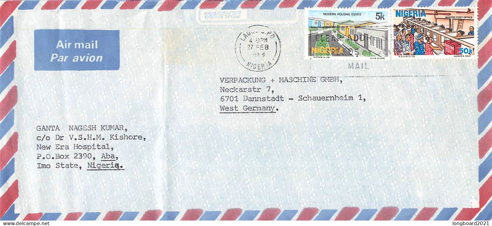 NIGERIA - AIRMAIL 1988 - DANNSTADT/DE / 4063 - Nigeria (1961-...)