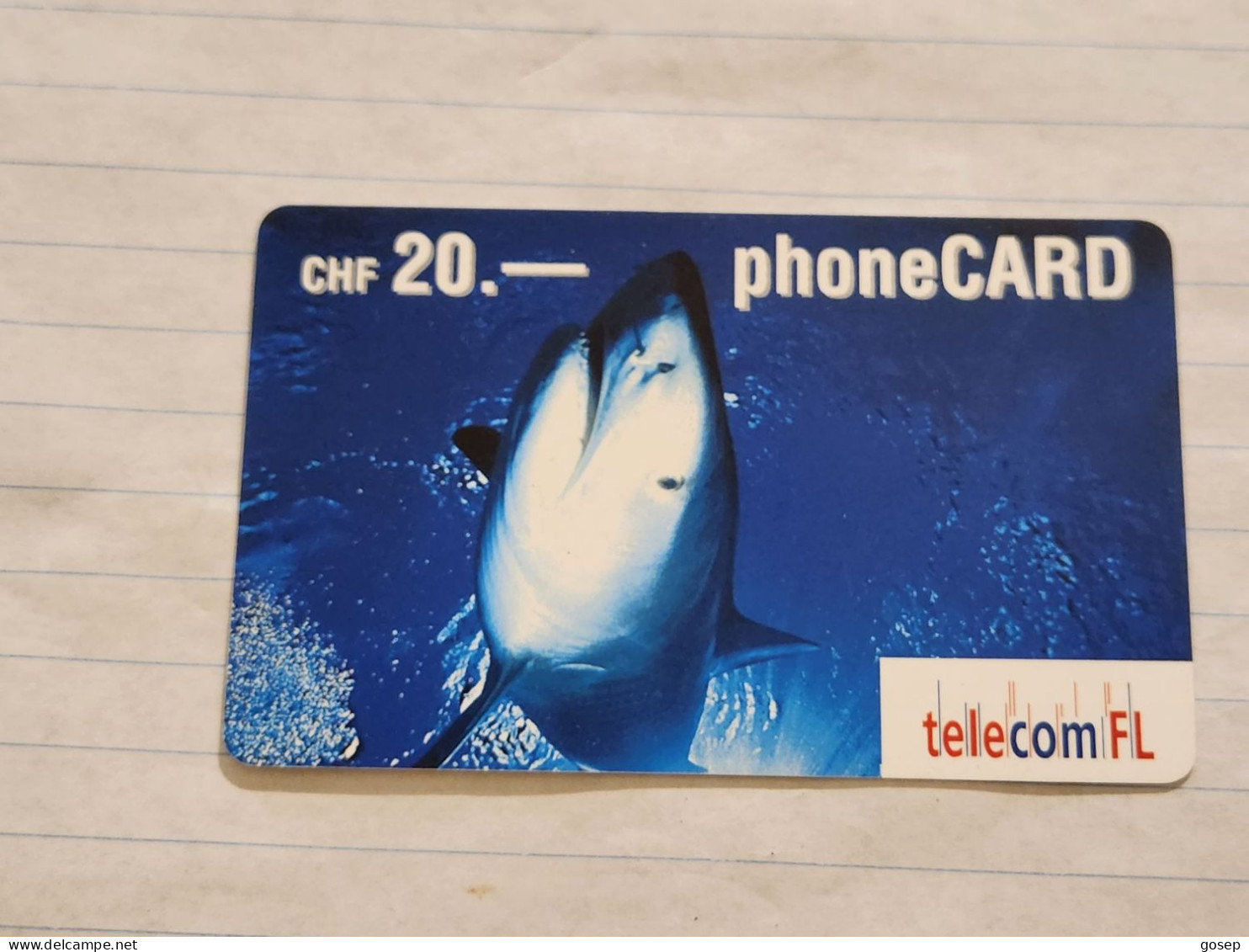 LIECHTENSTEIN-(LI-18A)-SHARK-(47)(415-846-5351-7113)(20CHF)-(6/03)(15842049)-tirage-100.000-used Card - Liechtenstein