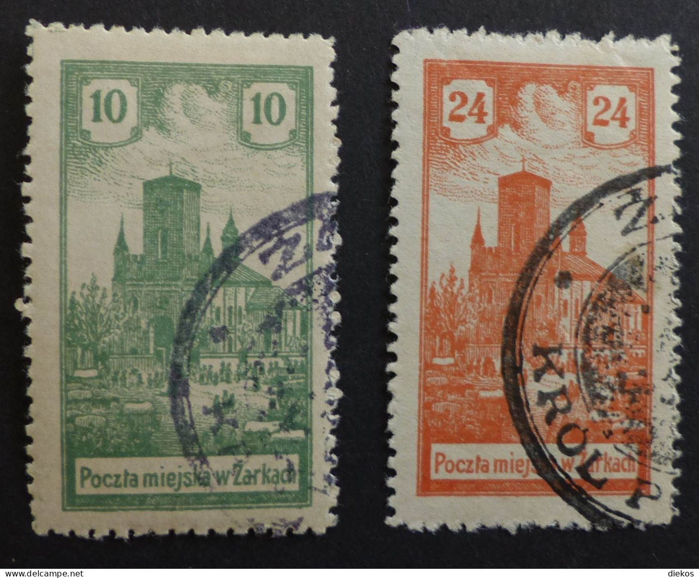 Polen Lokal Post Zarki  Michel Nummer 8-9  Gestempelt FAKE  FÄLSCHUNG Von 1928  #6321 - Besatzungszeit