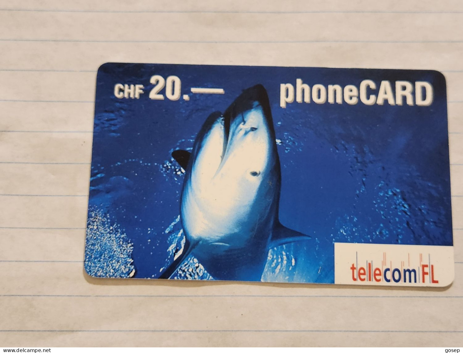 LIECHTENSTEIN-(LI-18B)-SHARK-(52)(416-043-1974-7736)(20CHF)-(7/03)(16044728)-tirage-300.000-used Card - Liechtenstein