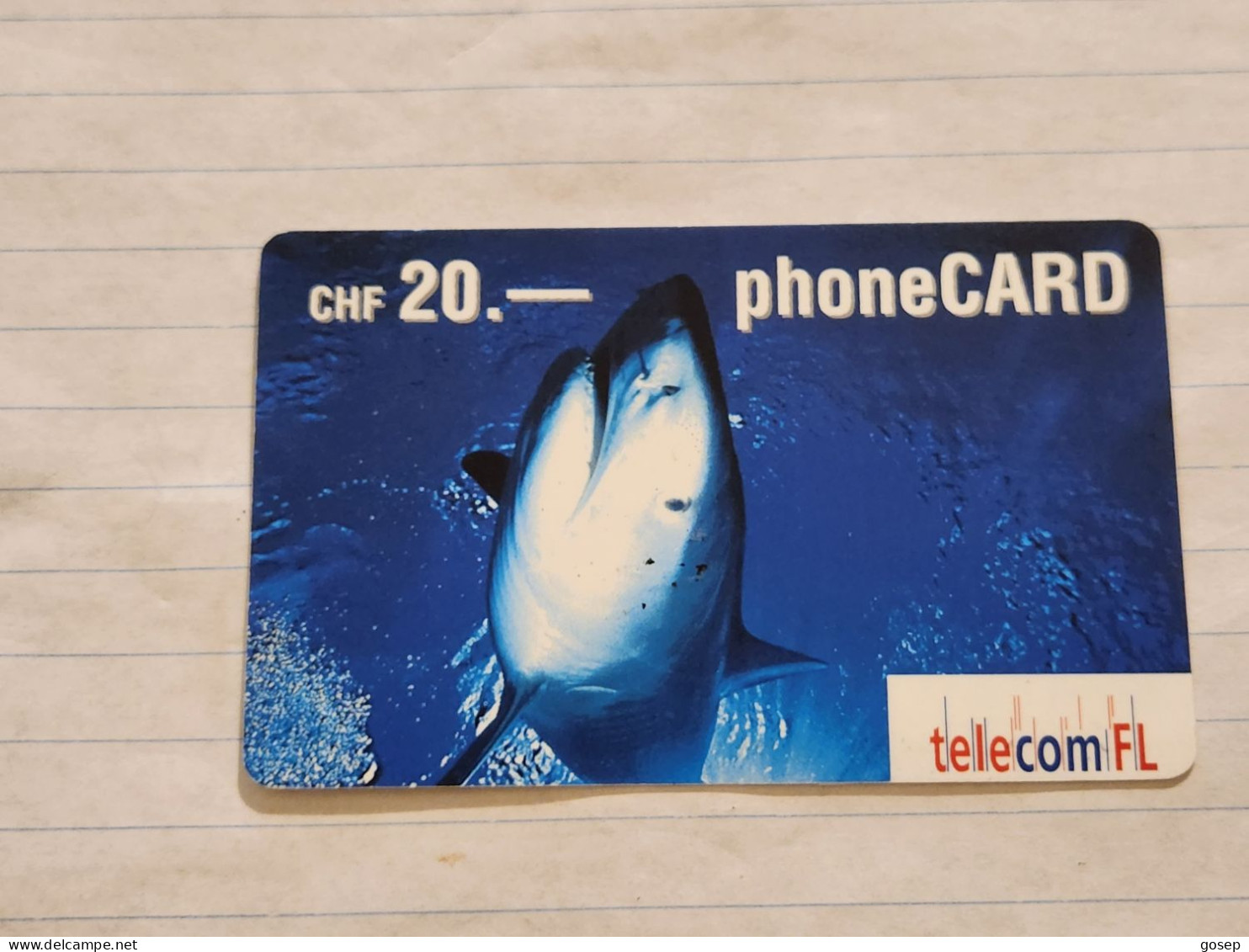 LIECHTENSTEIN-(LI-18B)-SHARK-(53)(416-044-8902-6682)(20CHF)-(7/03)(16040125)-tirage-300.000-used Card - Liechtenstein