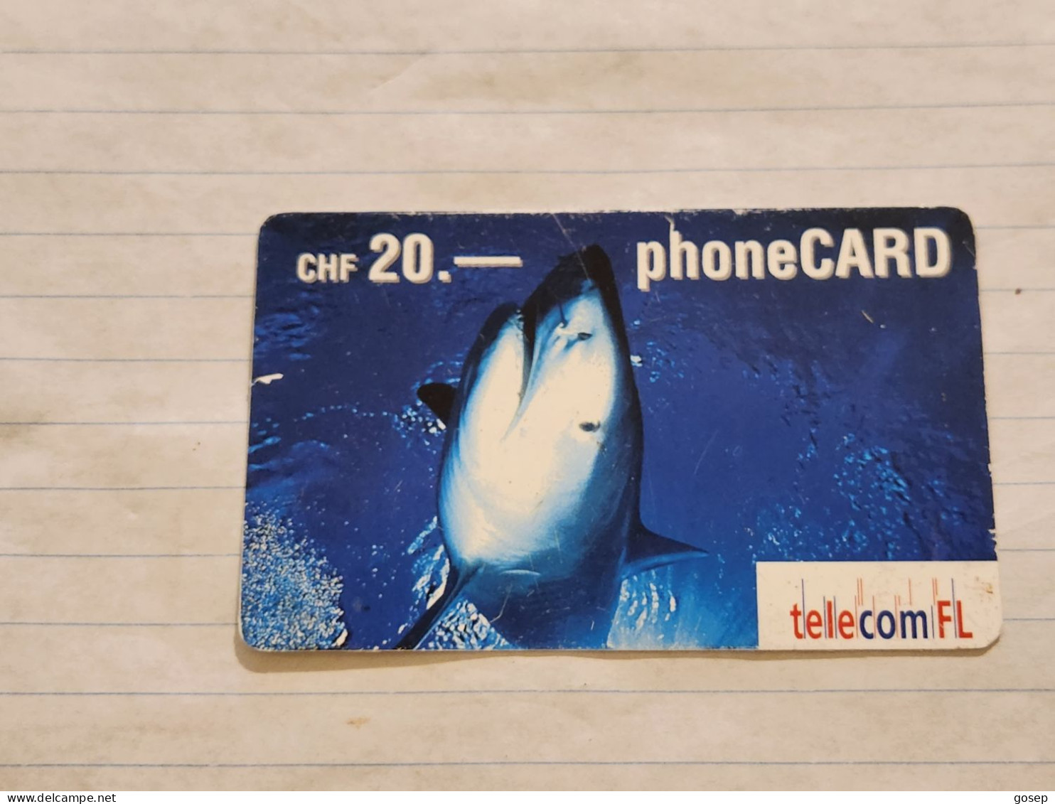 LIECHTENSTEIN-(LI-18B)-SHARK-(54)(416-047-4213-8823)(20CHF)-(7/03)(16044740)-tirage-300.000-used Card - Liechtenstein