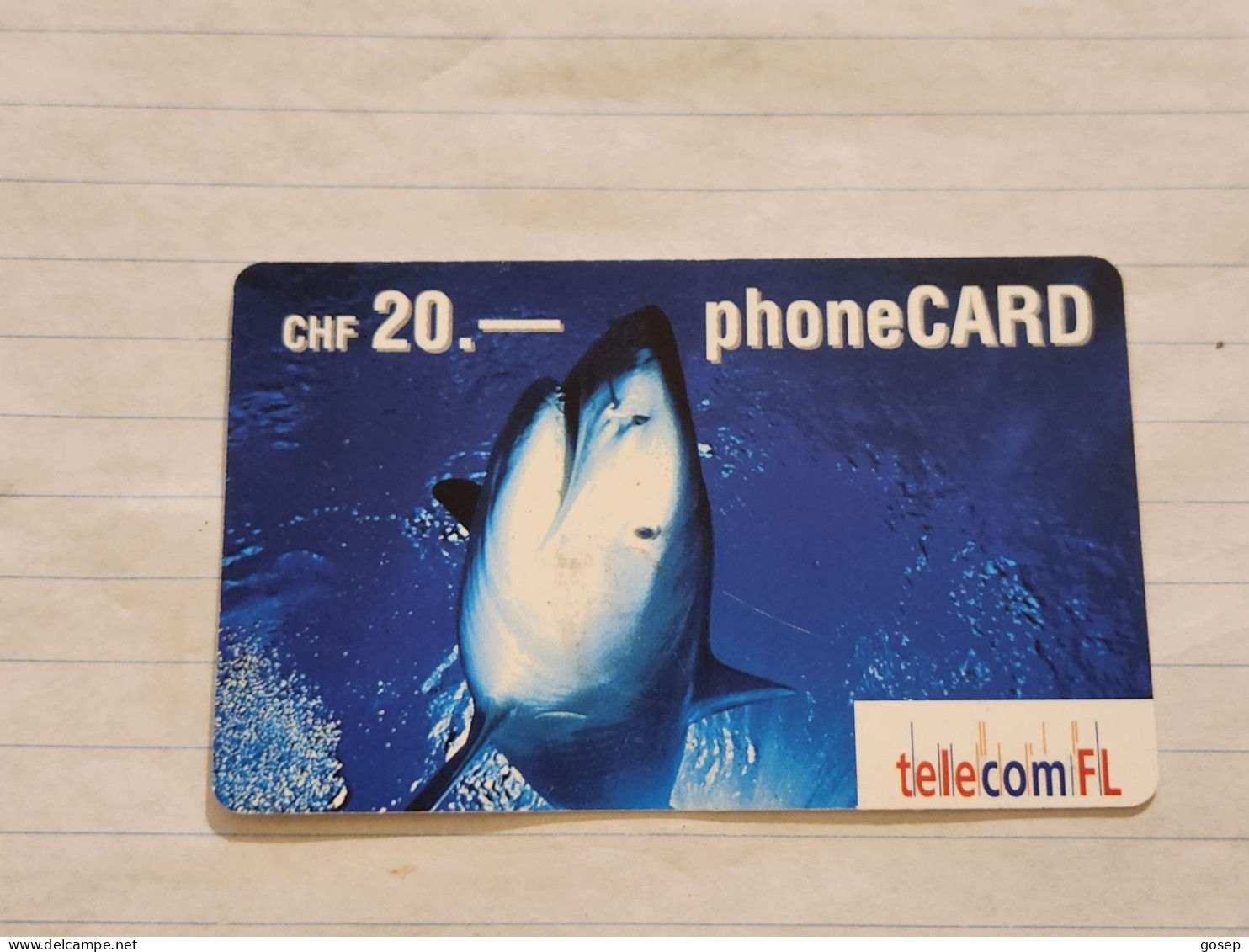 LIECHTENSTEIN-(LI-18B)-SHARK-(56)(416-083-0376-5617)(20CHF)-(7/03)(16086982)-tirage-300.000-used Card - Liechtenstein