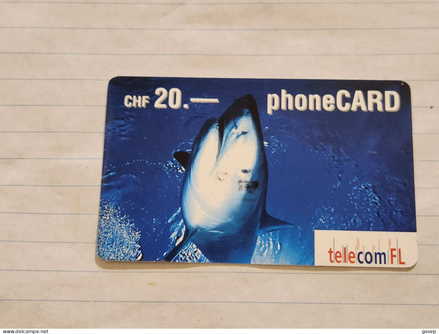 LIECHTENSTEIN-(LI-18B)-SHARK-(57)(416-084-4748-6074)(20CHF)-(7/03)(16087100)-tirage-300.000-used Card - Liechtenstein