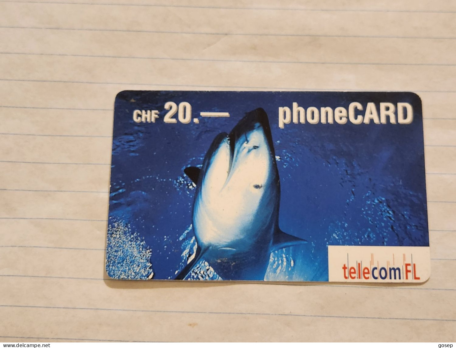 LIECHTENSTEIN-(LI-18B)-SHARK-(58)(416-089-2244-9675)(20CHF)-(7/03)(16087028)-tirage-300.000-used Card - Liechtenstein